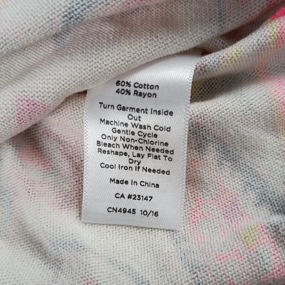 Talbots Neon Pink Paisley Crewneck Sweater soft/ lightweight size Medium